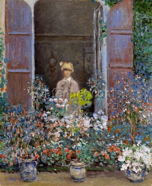 Claude Monet Impressionist Art: Camille Monet at the Window, Argenteuil – Fine Art Reproduction in Oil