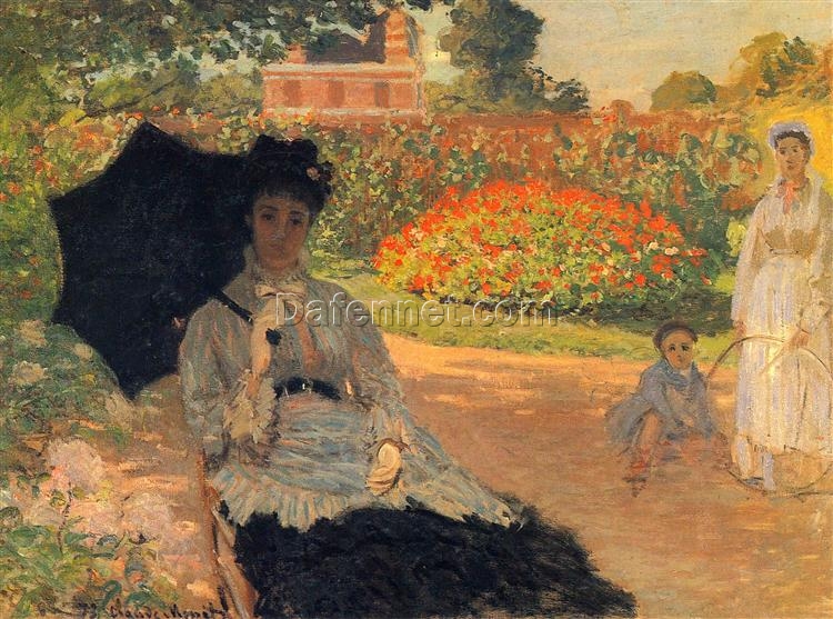 Elegant Camille Monet in the Garden Oil Painting by Claude Monet – 1873 Landscape Art, Crafted by Skilled Dafen Village Artists