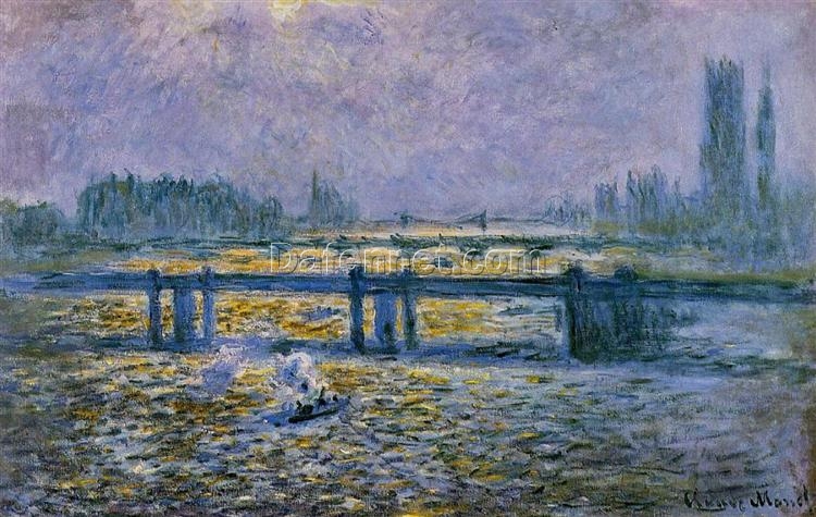 Claude Monet’s Charing Cross Bridge Reflections on the Thames – Hand-Painted Oil Art, Dafen Village Studio