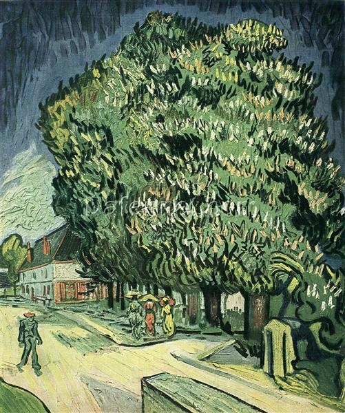 High-Quality Reproduction of Van Gogh’s Chestnut Trees in Blossom – Beautiful 1890 Oil Painting from Dafen Village Studio