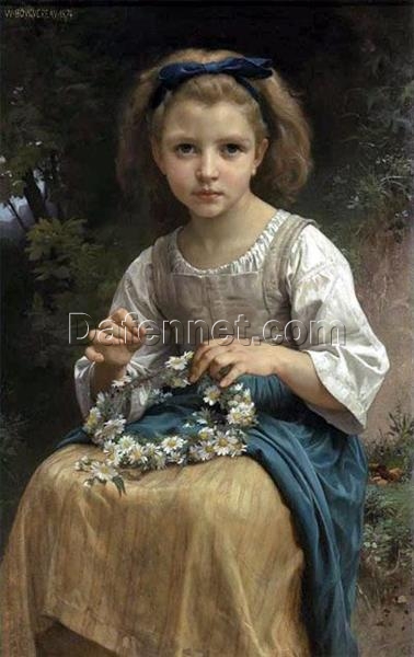 Reproduction of Bouguereau’s “Child Braiding A Crown” | High-Quality Hand-painted Oil Art for Sale