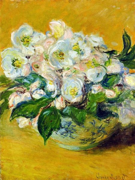 Claude Monet’s Christmas Roses (1883) – Elegant Hand-painted Floral Oil Painting, Dafen Village Artist