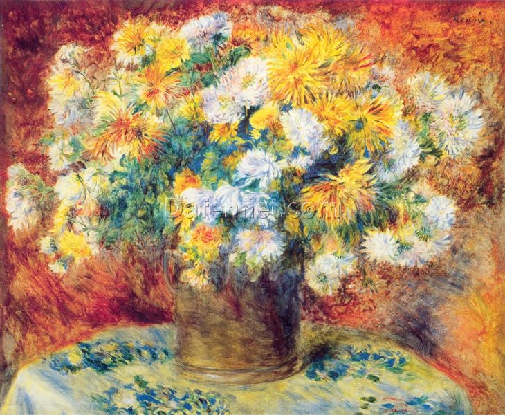 Authentic Reproduction of Renoir’s “Chrysan the Mums” – Custom Oil Painting of 1881-1882 Floral Still Life | Dafen Village