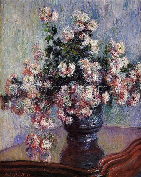 Claude Monet Chrysanthemums Reproduction | Elegant Impressionist Floral Art for Your Home | Dafen Village Oil Painting Studio