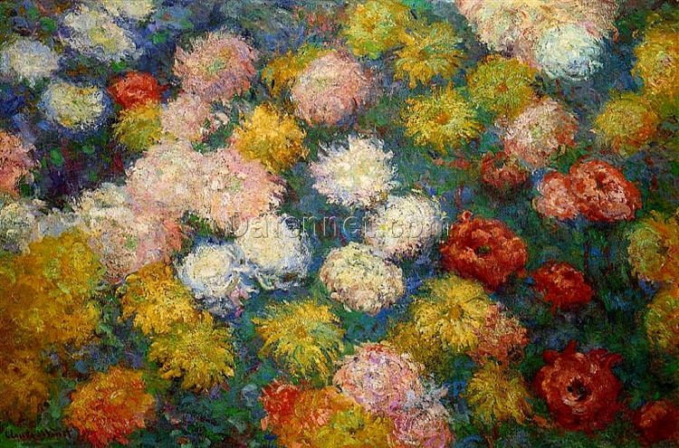 Chrysanthemums (1897) by Claude Monet – Custom Reproduction Floral Oil Painting | Dafen Village Artists