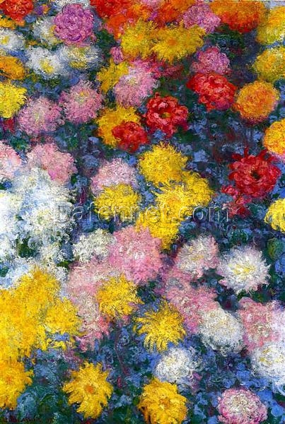 Custom Oil Painting of Chrysanthemums by Claude Monet (1897) – Vibrant Floral Artwork for Modern Interiors