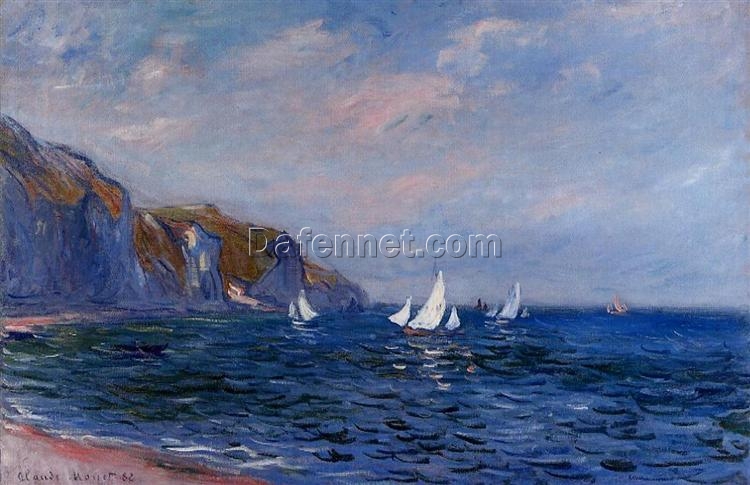 Reproduction of Monet’s Cliffs and Sailboats at Pourville (1882) – Fine Art Oil Painting by Dafen Village Artists