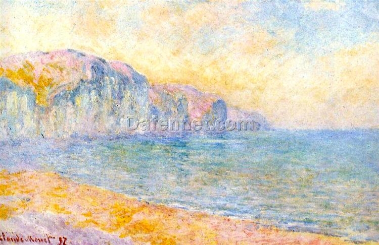 Beautiful Hand-Painted Landscape Oil Painting – “Cliffs at Pourville, Morning” (1897) by Claude Monet, Created in Dafen Village Studio