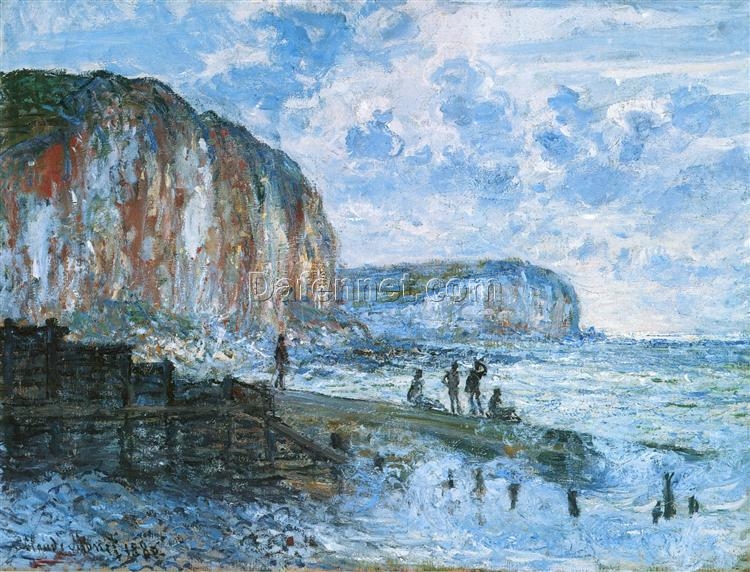 Monet’s Cliffs of Les Petites-Dalles (1880) – Handcrafted Oil Painting Reproduction – Seascape Artwork by Dafen Village