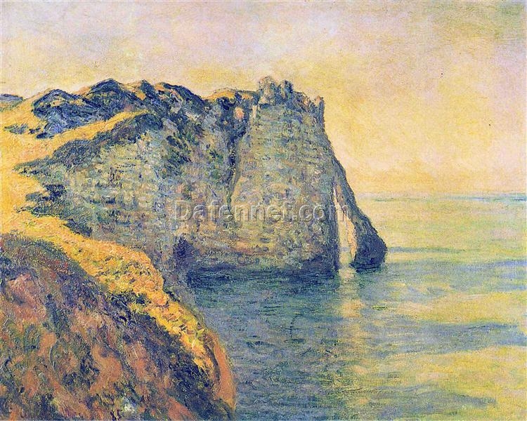 Dafen Village Impressionist Oil Painting | Cliffs of the Porte d’Aval (1885) by Claude Monet | Perfect for Ocean-Themed Decor