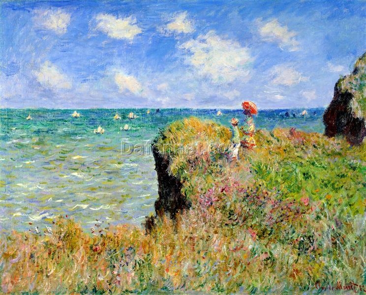 Hand-Painted Clifftop Walk at Pourville (1882) by Claude Monet – Custom Oil Painting from Dafen Village