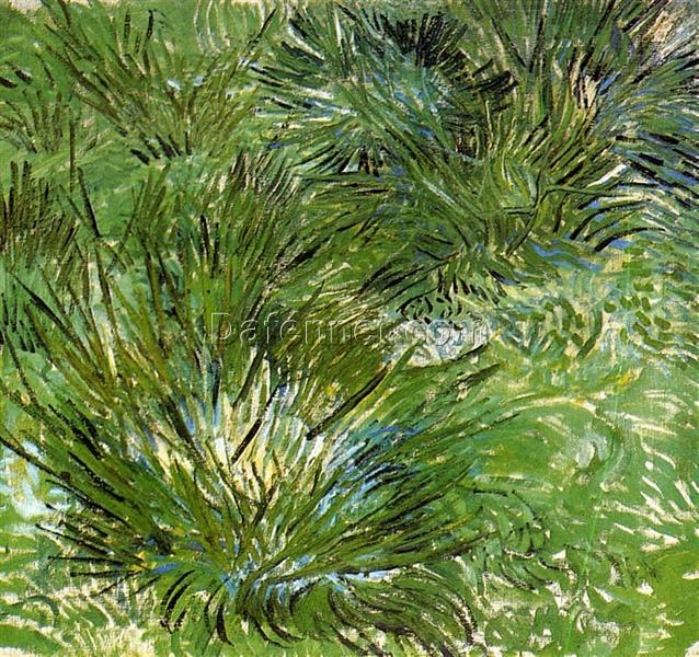 Hand-Painted Van Gogh Clumps of Grass 1889 – Unique Nature Study by Dafen Village Studio