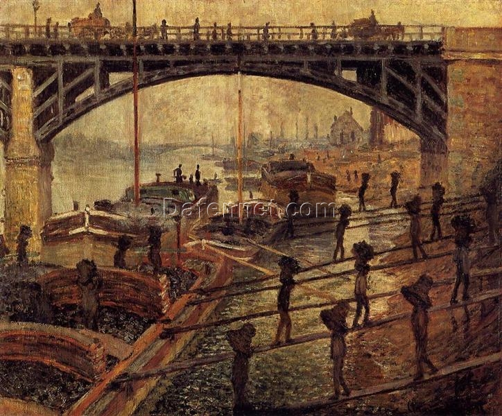 Hand-Painted Reproduction of Monet’s Coal Dockers (1875) – High-Quality Impressionist Oil Painting by Dafen Village Artists