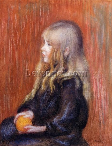 Premium Reproduction of Renoir’s “Coco Holding an Orange” – Classic Oil Portrait | Dafen Village