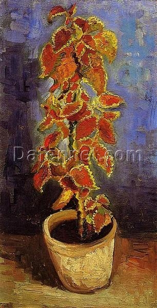 Hand-Painted Van Gogh Coleus Plant in a Flowerpot 1886 – Beautiful Botanical Art by Dafen Village Studio