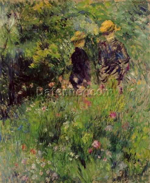 Buy Renoir’s “Conversation in a Rose Garden” – Timeless Oil Painting of Women in Blooming Roses | Dafen Village