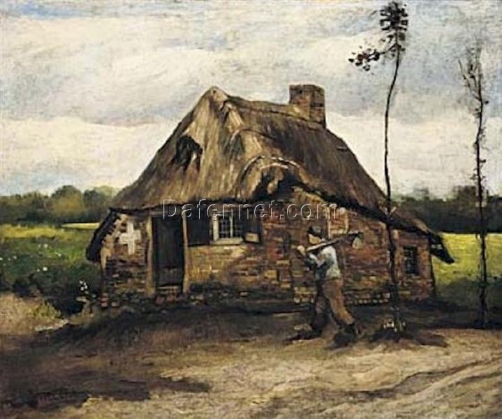 Create a Vintage Atmosphere with Cottage with Peasant Coming Home (1885) – Vincent van Gogh Inspired Oil Painting from Dafen Village