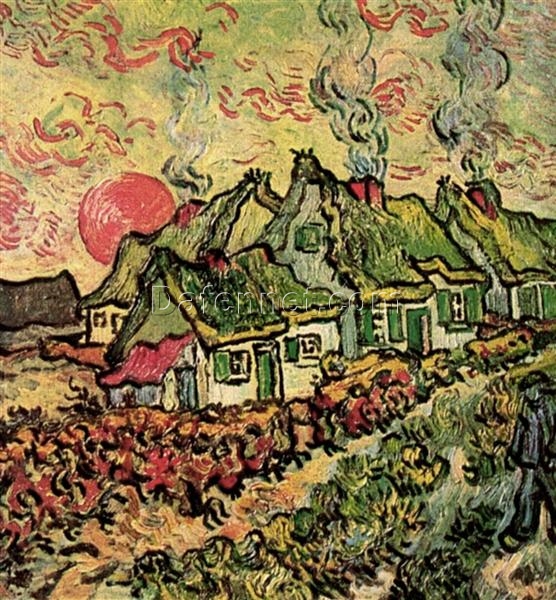 High-Quality Van Gogh Cottages Reminiscence of the North Replica – Vintage 1890 Oil Art from Dafen Village Studio