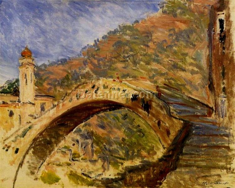 Custom Oil Painting of Dolceacqua, Bridge by Claude Monet (1884) – High-Quality Reproduction, Hand-Painted by Dafen Village Artists