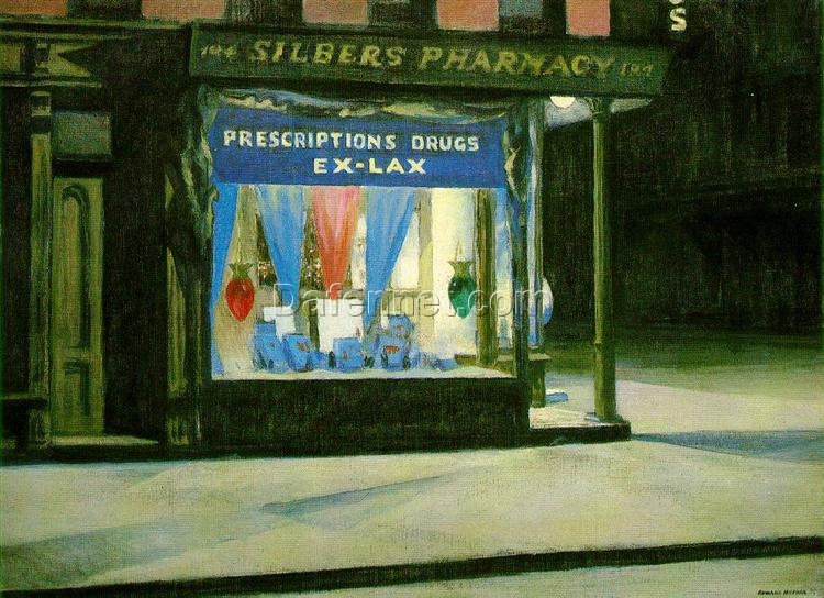 Drug Store” by Edward Hopper 1927 – Hand-Painted Oil Painting Reproduction | Fine Art Canvas from Dafen Village