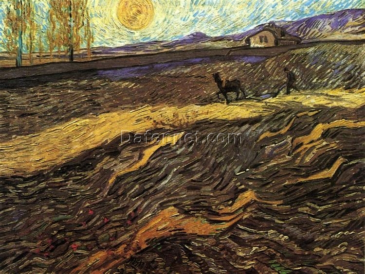 Hand-Painted Enclosed Field with Ploughman by Vincent van Gogh – 1889 Oil Painting for Home Decor – Dafen Village Studio