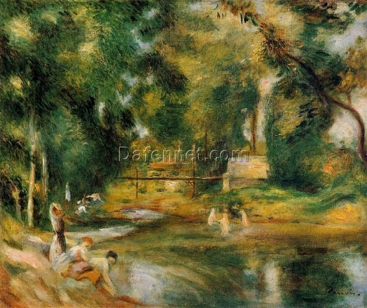 Renoir “Essoyes Landscape Washerwoman and Bathers” 1900 – Premium Oil Painting Reproduction from Dafen Village Art Studio