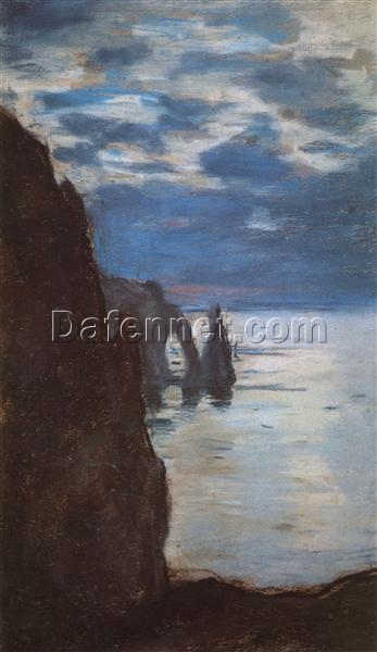 Custom Oil Painting of Etretat, the Needle Rock and Porte d’Aval by Claude Monet – Beautiful Seascape Art – Created by Skilled Dafen Village Artists