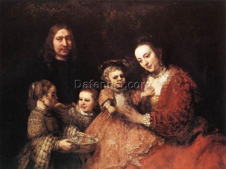 Hand-painted Rembrandt ‘Family Group’ (1666–1668) – A Warm and Elegant Family Portrait