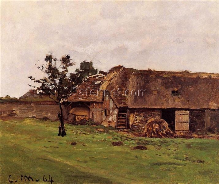 Farm near Honfleur (1864) by Claude Monet – High-Quality Hand-Painted Reproduction Oil Painting from Dafen Village Studio