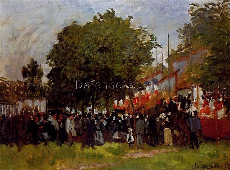 Hand-painted Claude Monet Festival at Argenteuil 1872 Impressionist Oil Painting – Vibrant Festival Scene from Dafen Village