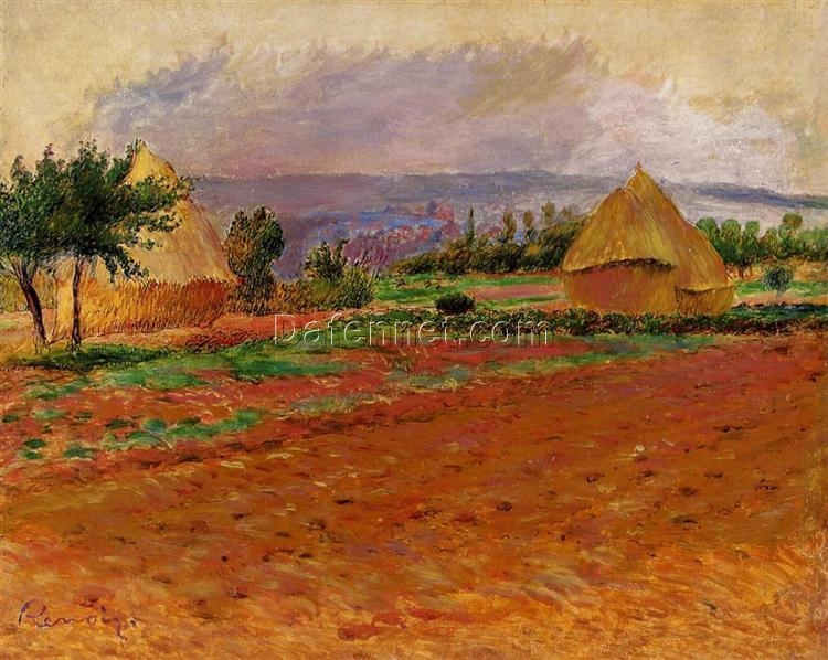 Pierre-Auguste Renoir “Field and Haystacks” (1885) Oil Painting Reproduction – Hand-painted Masterpiece from Dafen Village