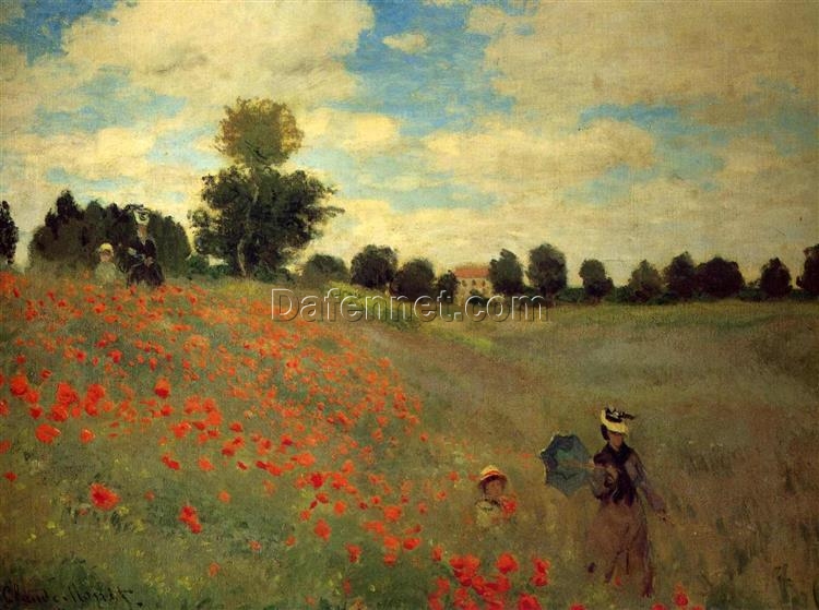 Impressionist Field of Poppies by Claude Monet – High-Quality Oil Painting, 1873, from Dafen Village Studio