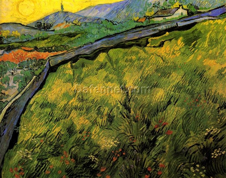 Vincent van Gogh Field of Spring Wheat at Sunrise Oil Painting Reproduction | Custom Art from Dafen Village Studio