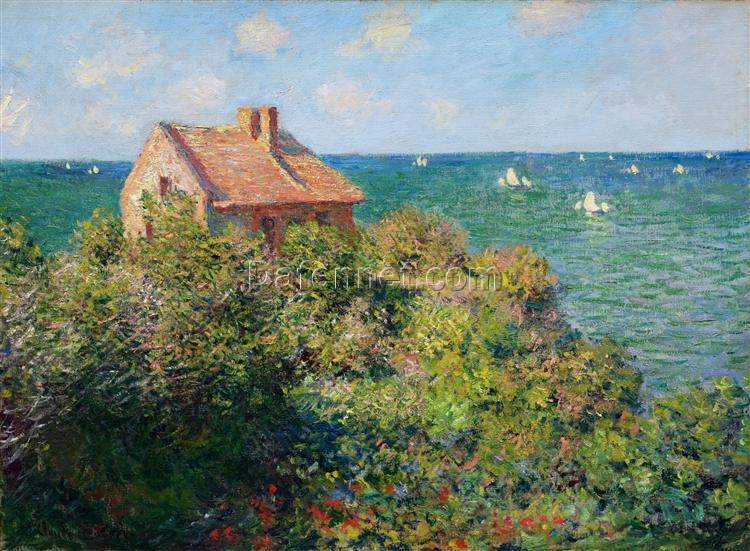 Claude Monet’s Fisherman’s Cottage at Varengeville 1882 – Realistic Impressionist Oil Painting for Your Home