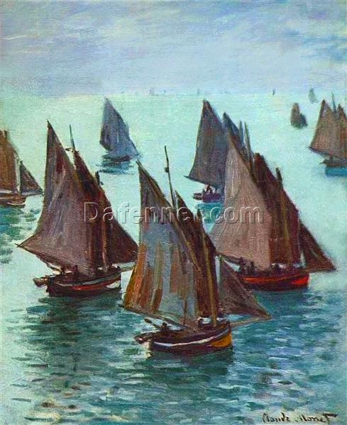 Claude Monet 1868 Fishing Boats, Calm Sea – Fine Art Reproduction of Classic Impressionist Seascape