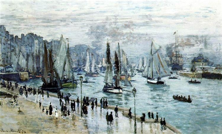 Stunning Fishing Boats Leaving the Harbor, Le Havre Oil Painting Reproduction – Dafen Village Artists’ Craftsmanship