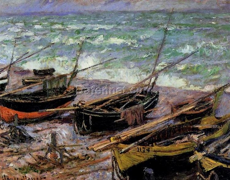 Premium Reproduction of Fishing Boats (1885) by Claude Monet – Hand-Painted Seascape Oil Art from Dafen Village Studio