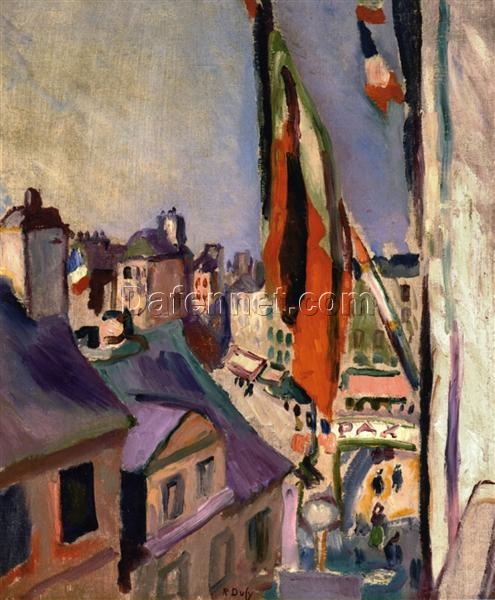 Pierre-Auguste Renoir “Flag Decorated Street” (1906) – Handcrafted Oil Painting Reproduction for Festive Street or Urban Decor