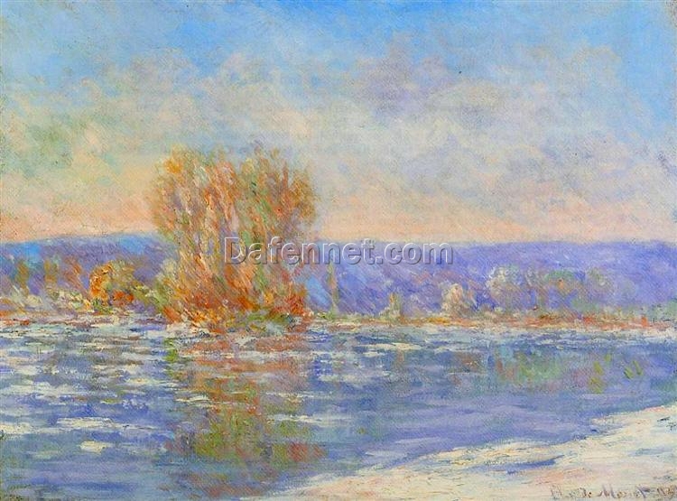 Classic Monet Reproduction – Floating Ice near Bennecourt (1893) Hand-Painted Oil Painting by Dafen Village Artists