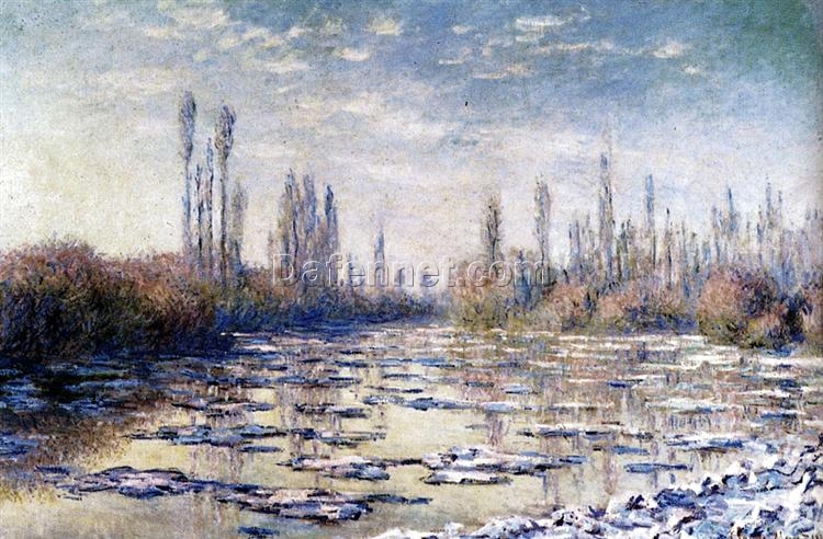 Handcrafted Floating Ice Near Vetheuil by Claude Monet – Premium Oil Painting Reproduction from Dafen Village