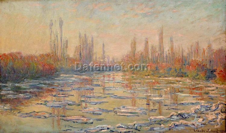 Custom Claude Monet Floating Ice on the Seine (1880) Oil Painting | Dafen Village Studio’s Expert Craftsmanship