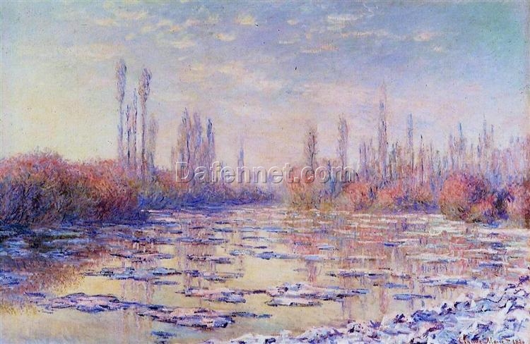 Hand-Painted Reproduction of Floating Ice on the Seine by Claude Monet | Classic Impressionist Art from Dafen Village