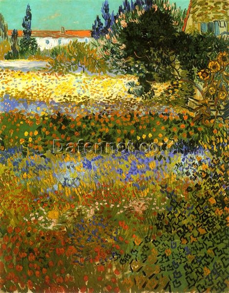 Flowering Garden by Vincent van Gogh (1888) – Hand-Painted Oil Painting Reproduction, Elegant Floral Art from Dafen Village