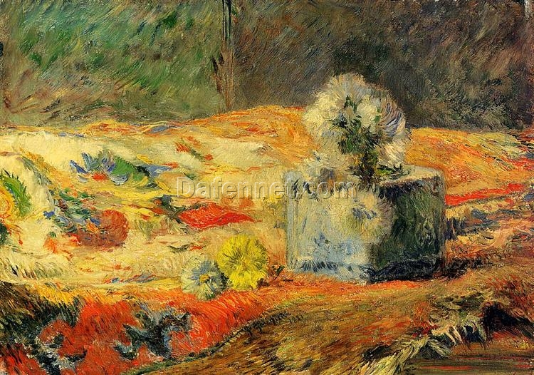 Flowers and Carpet” by Paul Gauguin 1881 – Classic Floral and Carpet Still Life | Oil Painting Reproduction