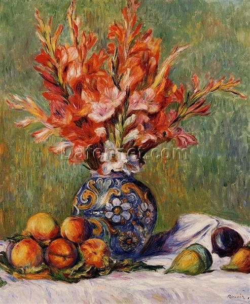 Pierre-Auguste Renoir “Flowers and Fruit” (1889) – Handcrafted Oil Painting Reproduction for Elegant Still Life Decor