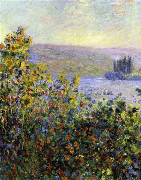 Handcrafted Impressionist Floral Oil Painting | Flowers Beds at Vetheuil by Claude Monet (1881) | Dafen Village Art Studio