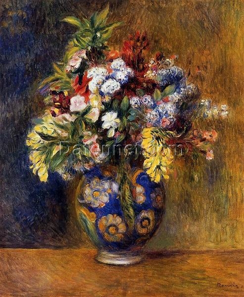 Pierre-Auguste Renoir “Flowers in a Vase” (1878) – Handcrafted Oil Painting Reproduction for Elegant Floral Decor