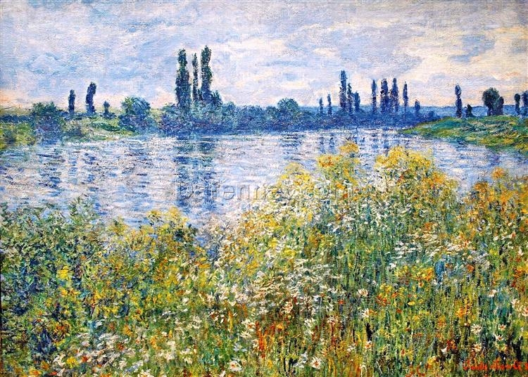 Elegant Custom Oil Painting: Flowers on the Banks of Seine near Vetheuil by Claude Monet, Reproduced in Dafen Village Studio