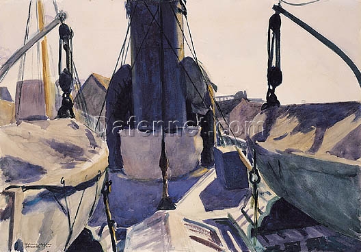 Funnel of Trawler” by Edward Hopper – Stunning Oil Painting Reproduction | High-Quality Hand-Painted Canvas Art for Home Décor