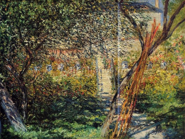 1881 Claude Monet Garden at Vetheuil – Hand-Painted Oil Painting Reproduction, Crafted by Dafen Village Artisans